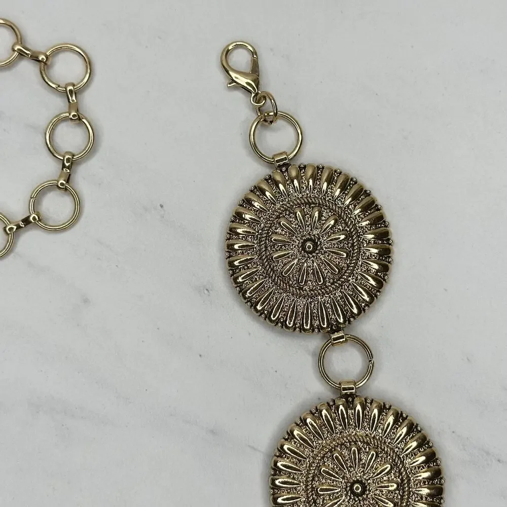 Flower Concho Sunburst Gold Chain Belt OS ✨